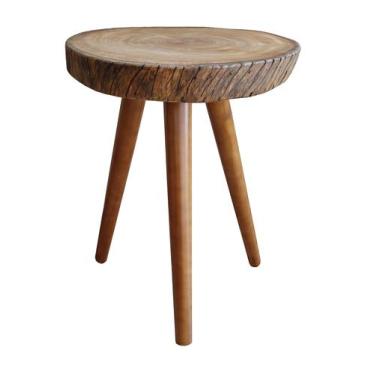 Imagem de Bolacha De Madeira Rústica 42cm Tronco 3 Pés Palito Chapa Inclinada - 