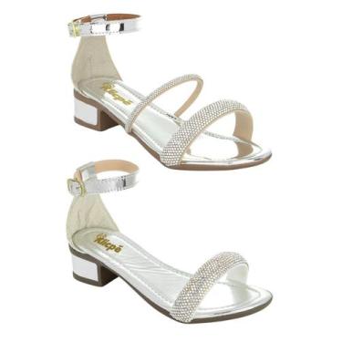 Imagem de Kit 02 Pares Sandália Infantil Menina Saltinho Baixo Grosso Brilho Str