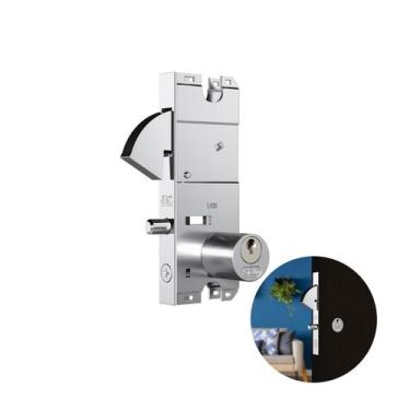 Imagem de Fechadura Cromada Com Cilindro Redondo Para Porta de Vidro de Correr 2