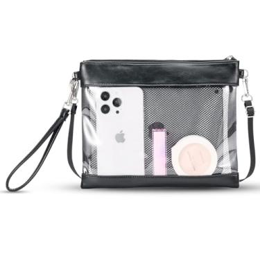 Imagem de OMOUBOI Bolsa transparente para eventos de estádio com divisória bolsa transversal transparente para mulheres aprovada em estádios 30 x 15 x 30 cm, bolsa pequena essencial para shows, festivais,