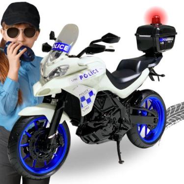 Imagem de Moto Policial Grande Realista Presente Menino Brinquedo - TOYSTOYS