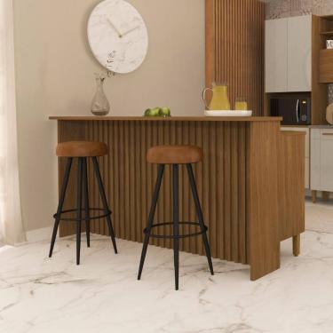 Imagem de Bancada Ripada Para Cozinha 208cm Cairo Fidelitá Freijó