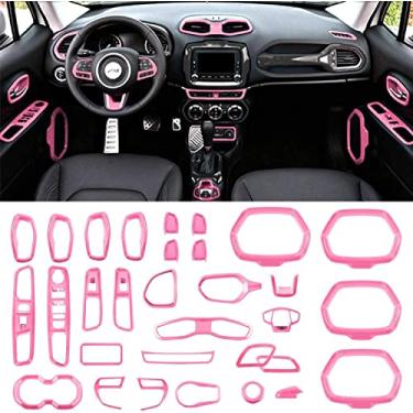 Imagem de Danti 31 peças acessórios interiores de carro decoração capa acabamento ar condicionado ventilação decoração & porta alto-falante & suporte de copo de água e interruptor de farol para Jeep Renegade