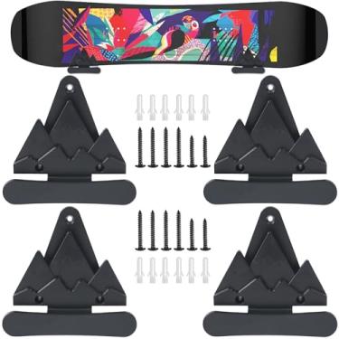 Imagem de Suporte de parede para snowboard com ganchos, suporte de parede pendurado para skate de snowboard, design universal, suportes de armazenamento de garagem, suporte de exibição de snowboard, arte de