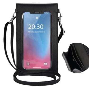 Imagem de ChicBagus Carteira transversal pequena para celular, bolsa transversal para iPhone com alça de ombro, capa carteira de telefone à prova d'água com tela sensível ao toque para smartphone de até 6,7