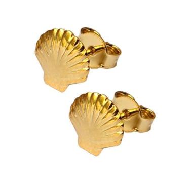 Imagem de Brinco Feminino Banhado a Ouro 18k Concha do Mar Dourado Pequeno - New