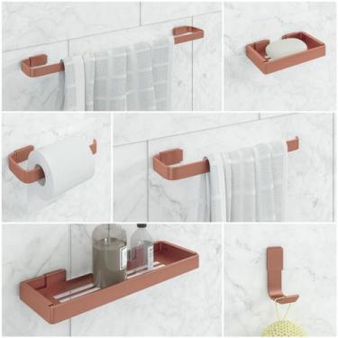Imagem de Kit De Acessórios Para Banheiro 6 Peças Linha Stander Rose - LGC COMER