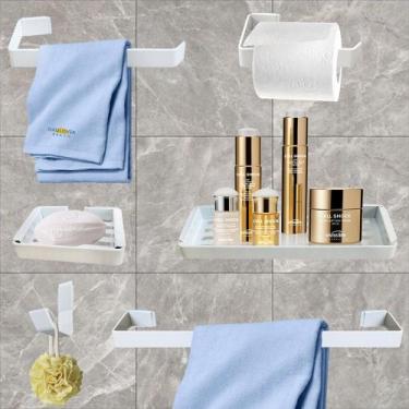 Imagem de Kit Para Banheiro Luxo Quasar Gelo 6 Peças - UniVendas