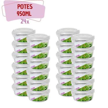 Imagem de kit 24 Pote Vidro Hermético Tampa 4 Travas Redondo 950ml - QUALITY HOU