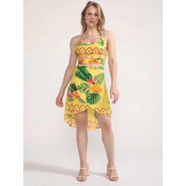 Imagem de Conjunto Cropped E Saia C Floral - D Bell, Amarelo, M