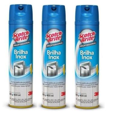Imagem de Kit com 3 Brilha INOX 3M SCOTCH-BRITE 400ML