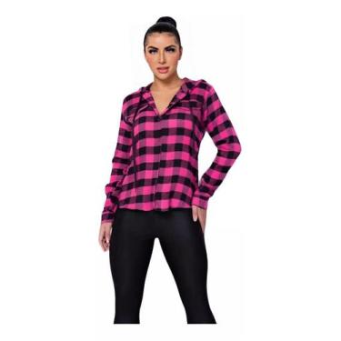 Imagem de Blusa Camisa Feminina Xadrez Flanelado Com Touca C/ Capuz - AG Acessór