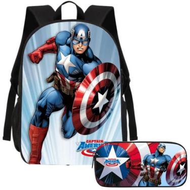 Imagem de Kit Mochila e Estojo Escolar Capitão América Volta as Aulas