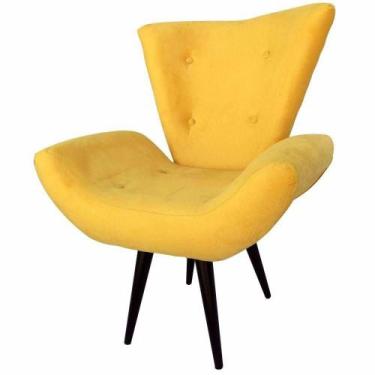 Imagem de Poltrona Decorativa Emília Pés Tabaco Suede Amarelo - SA Móveis - Esto