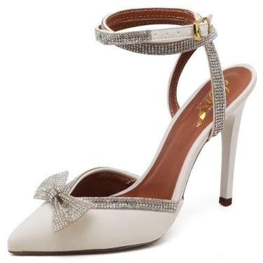 Imagem de Scarpin Salto Alto com Strass Napa Off White Ella's - Ellas Online, 38