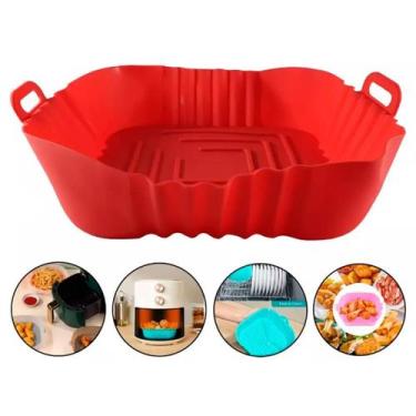 Imagem de Forma Para Air Fryer De Silicone Quadrada Com Alça 16cm - Cosy