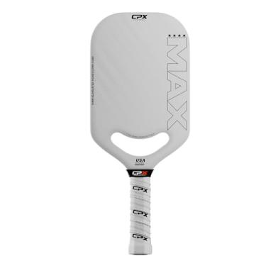 Imagem de CPX MAX Series Raw Carbon Fiber T700 Pickleball Raquete de remo alongado – Grau profissional, 14 mm de espessura do núcleo, aderência confortável estilo tênis – Raquete de pickleball durável projetada