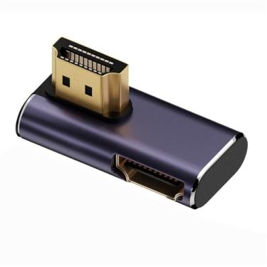 Imagem de xiwai HDMI 8K macho para HDMI 2.1 fêmea vertical 90 graus ângulo esquerdo para baixo perfil UHD adaptador de extensão compatível com HDTV 8K 60hz