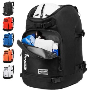 Imagem de Meralian Bolsa para Botas de Esqui – 50 L Mochila de Viagem Impermeável para Snowboard Mochila para Treinos de Viagem, incluindo capacete, óculos e roupas externas. (BLK-01)