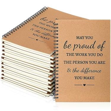 Imagem de Caderno espiral inspirador A5, 12 peças, 12 peças, presente de apreciação, 15 x 20 cm, bloco de notas motivacional 100 páginas/50 folhas pautado universitário para funcionários, colegas de trabalho, professores, enfermeiras (marrom)