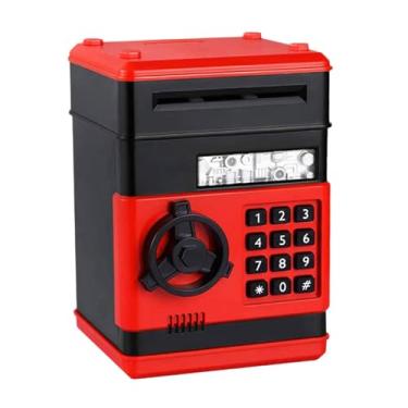 Imagem de Luwecf Caixa de poupança de dinheiro do cofrinho atm, aprendizagem precoce, criativo, banco de dinheiro eletrônico pequeno para crianças de 3 anos +, Vermelho