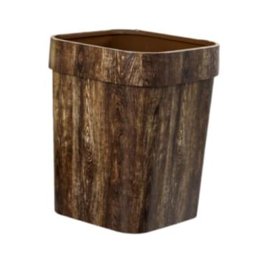 Imagem de Bothyi Lixeira Lixeira Reciclável Recipiente Lixeira Quadrada Compacta Pequena Lata de Lixo Estreita para Decoração de Dormitório Escritório, Marrom, L