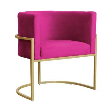 Imagem de Poltrona Decorativa Luana Veludo Rosa Pink Base Dourada Ms Decor - DS 
