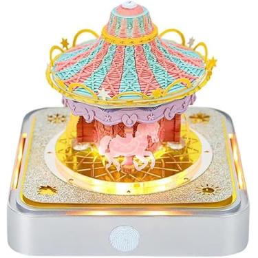 Imagem de Calendário 3D, calendário de peças de tempo 2025, calendário Des, calendário de escultura de papel 3D com luzes LED Carrossel Carrossel Calendário rasgado à mão, para notas Taing, ornamentos