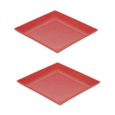 Imagem de 2un Petisqueira prato quadrado 24cm fundo vermelho - evo