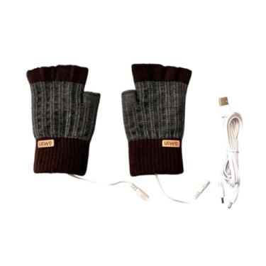 Imagem de UGPLM Luvas aquecidas USB Clima frio sem dedos para jogos de jogo de trabalho digitando laptop, CafÉ