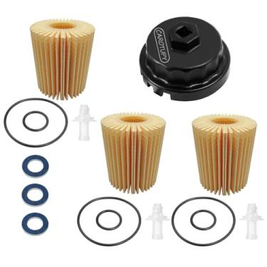 Imagem de CAROTUPY Chave de filtro de óleo e kit de filtro de óleo do motor 04152-YZZA5 com 90430-12031 Juntas de plugue de drenagem de óleo para substituição de filtro de óleo Toyota 4Runner FJ Cruiser Lexus
