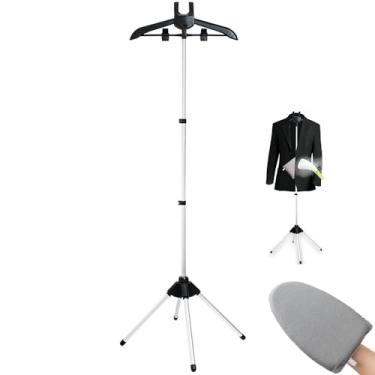 Imagem de GSUNSOX Suporte Dobrável Para Vaporizador De Roupas Com Luvas De Passar Roupas, Suporte Ajustável Para Vaporizador Com Dois Clipes Para Terno, Camisa, Sobretudo, Colete, Suporte Para Ferro A Vapor P