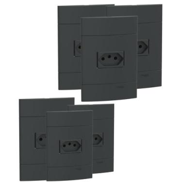 Imagem de Kit 6 conjunto de tomada 10a grafite up schneider