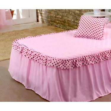 Imagem de Cobre Leito Colcha Solteiro Unicórnio com Babados Rosa - Kit 3 Pçs - d