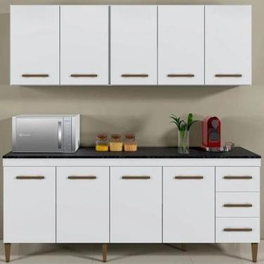 Imagem de Cozinha Completa Atenas 9 Portas 3 Gavetas Kaiki Móveis - Branco