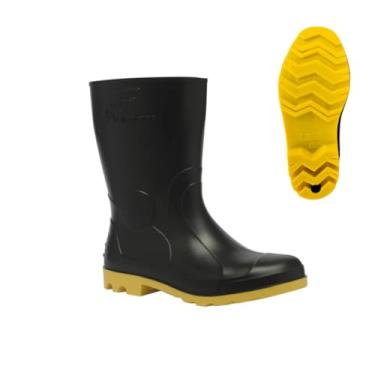 Imagem de Bota PVC Vulcabras Preta com Sola Amarela Cano Médio sem Forro (PRETO E AMARELO, BR, Adulto, Numérico, G, 43)