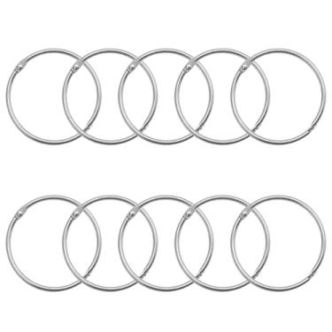 Imagem de Verkelly 10 peças de anéis de fichário de folhas soltas de 5 cm, anéis de chaveiro, anéis de metal, anéis de papel, anéis de folhas soltas para cartões de índice (prata)