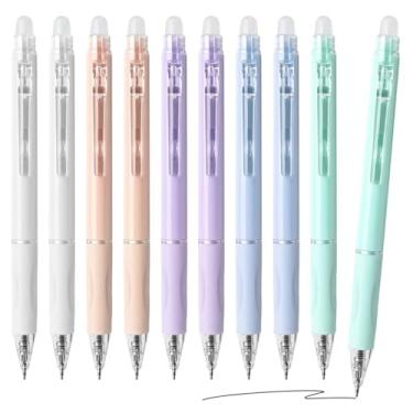 Imagem de Temiary 10 canetas de gel apagáveis retráteis, ponta fina de 0,5 mm, faz com que os erros desapareçam, caneta de gel de escrita suave com borracha para diário, anotações, agenda, palavras cruzadas