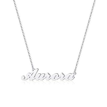 Imagem de Hidepoo Colar com nome personalizado – Colar com pingente de nome de aço inoxidável, corrente delicada com nome de letra, joias personalizadas, presentes para mulheres, Metal