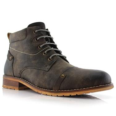 Imagem de Ferro Aldo Bota masculina de cano curto | Bota social estilo Chukka com cadarço | Moda casual para o trabalho, 2. Cinza enferrujado [cadarço], 40