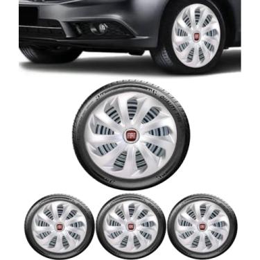 Imagem de Kit 4 Calota Esportiva Velox Prata Aro 13 Fia Uno 2000 2002 2003 2004 2005 2006 2007 2008 2009 Novo Uno Vivace Way Argo Cronos Palio Siena Mobi Punto Linea Grand Siena Idea