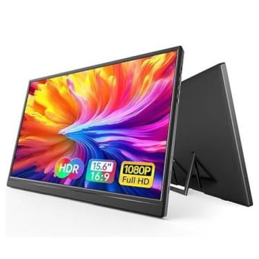 Imagem de Monitor Portátil 15,6 Polegadas, UltraSlim, Gamer, Full HD 1080P, HDR, Tela 16:9, com Suporte Angular Mini HMDI, USB-c
