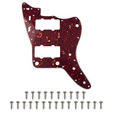 Imagem de 1 peça Yootones 65 60s Vintage Pickguard Guitar Scratch Plate com parafusos compatível com substituição de pickguard Jazzmaster estilo vintage americano/mexicano (concha de tartaruga vermelha de 4