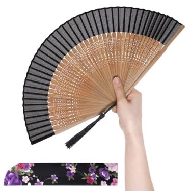 Imagem de Yymobt Fãs de mão dobráveis leque de seda de bambu fãs de dança chineses japoneses para festival de música presente de apresentação flash quente