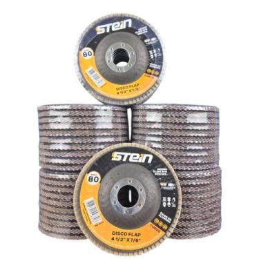 Imagem de 50 Peças disco flap curvo 4.1/2 115mm metais ferrosos Grão 80 Stein