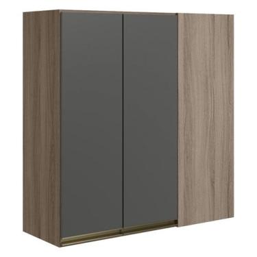Imagem de Armario Canto Reto 2P MDF 86 cm Kali 12043 Carvalho Toq Chumbo Nicioli