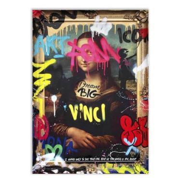 Imagem de Placa Decorativa Monalisa Pichada Grafite Banksy Quarto Sala Decoração Poster