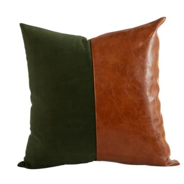 Imagem de Almofada Premium Collection Verde & Couro Caramelo Quadrada