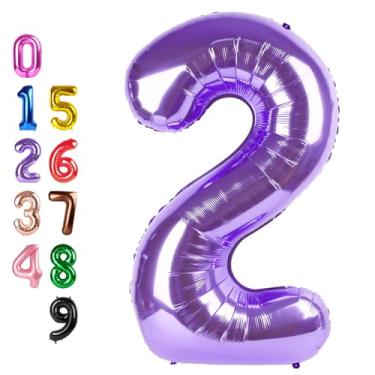 Imagem de Purple Birthday Balloons Numbers, Balloons 2 Number for Babies Puppies, Balloon Number for 2, 12, 22, 2025 Graduation Party Wedding Baby Shower