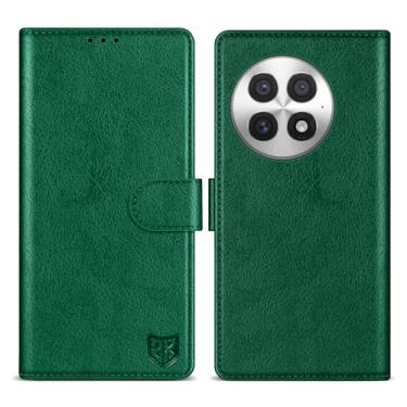 Imagem de ZZXX Capa carteira para OnePlus 13 com [bloqueio RFID] com compartimento para cartão, fecho magnético, capa protetora de couro dobrável para OnePlus 13 (verde-6,8 polegadas)